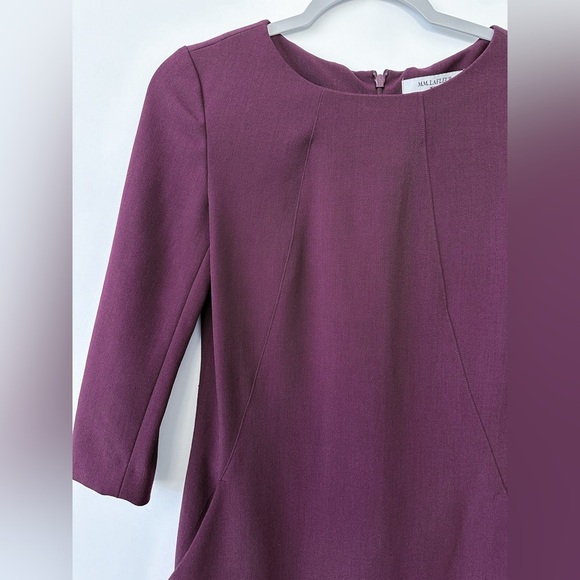 MM LaFleur Etsuko Knee Length Midi 3/4 Sleeve Dress Plum Purple Workwear sz 0 - Picture 2 of 11
